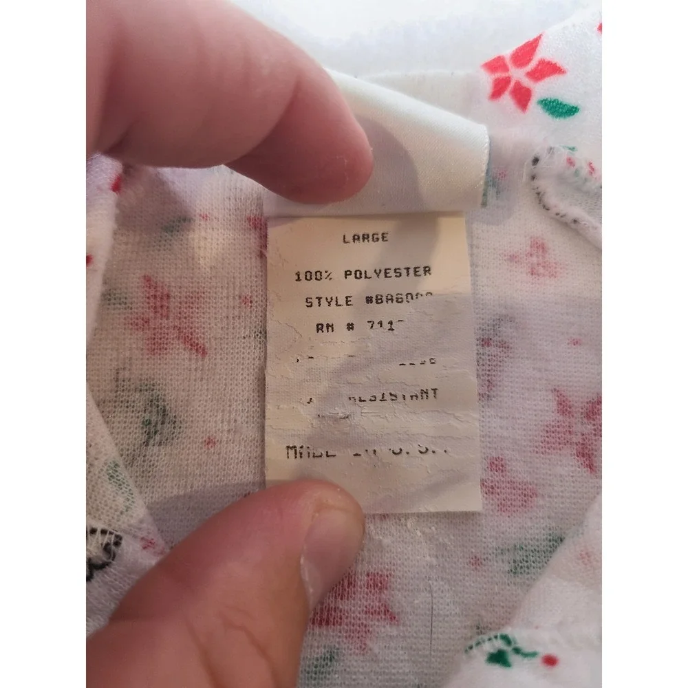 VTG Y2K Rumble Tumble Footed Sleeper Kids L/6-9M White Red Poinsettia Bear Quilt